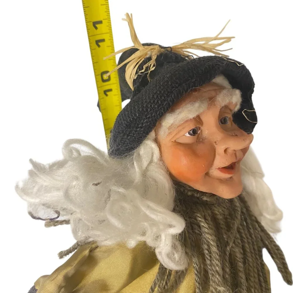 Vintage Jack-In-The-Box Scarecrow Witch‎ Figure Black Metal Box Halloween Prop